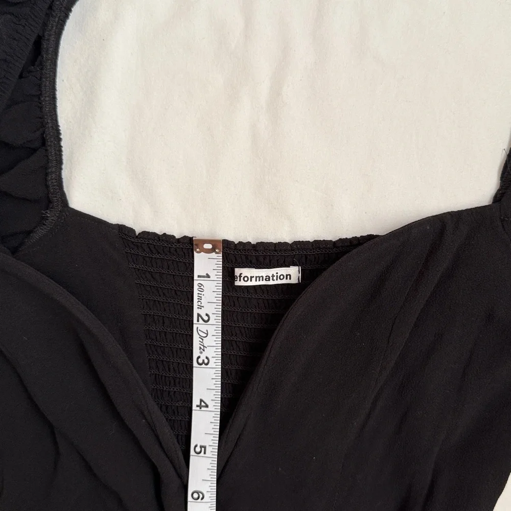 Reformation Black Puff Sleeve Blouse